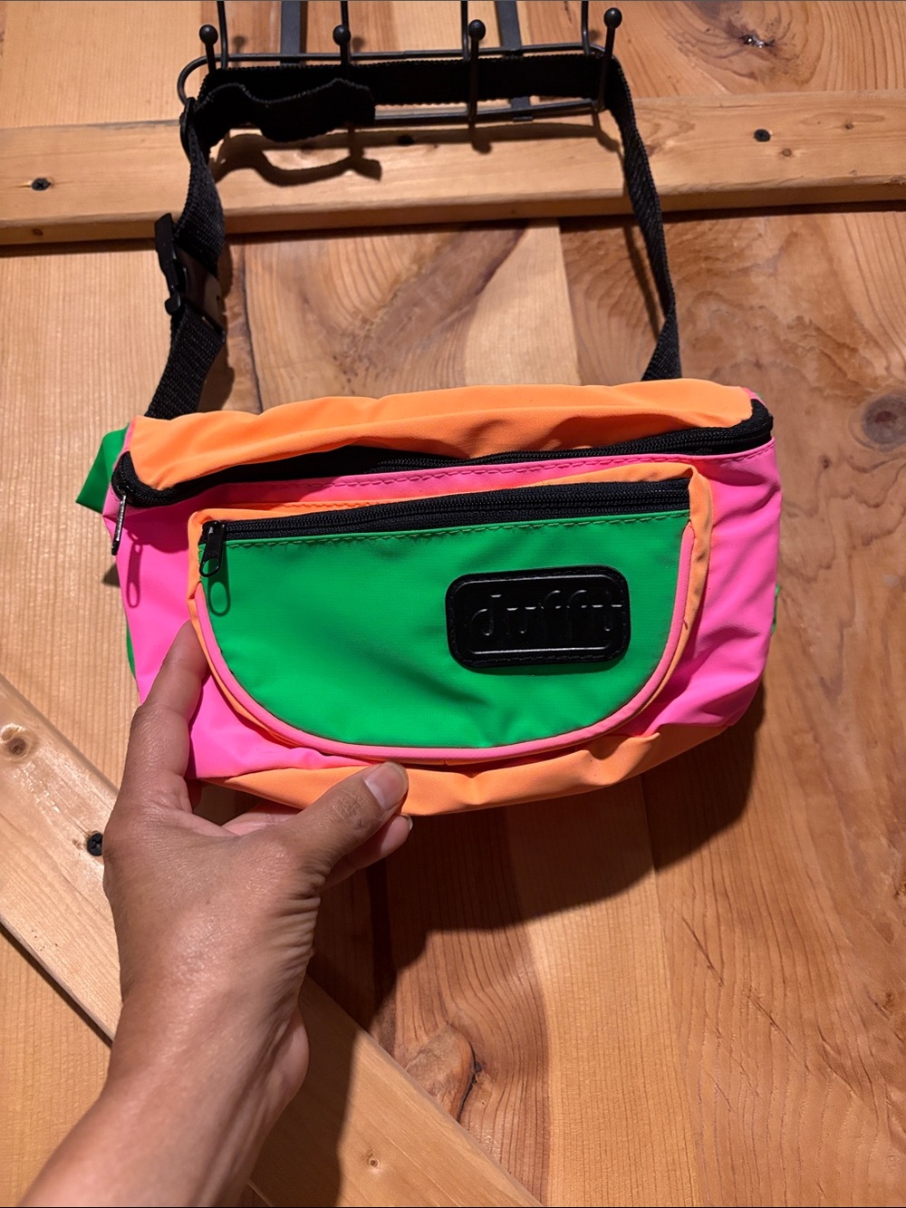 Colorblock Neon Fanny Belt Bag — Pink, Green & Orange